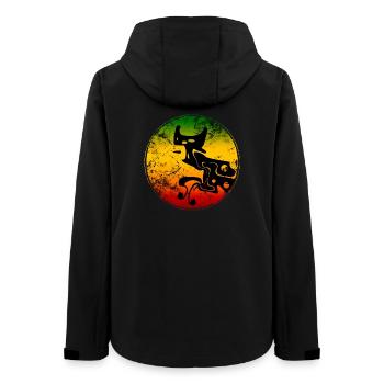 Abstrakte Wildcat Silhouette in Reggaefarben - Frauen Recycelte Softshelljacke von Stanley/Stella - Schwarz - Hinten - AI Model Female 172 light (172cm)