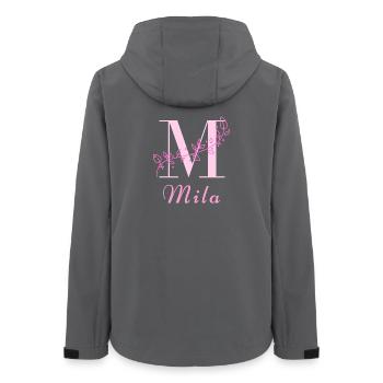 MILA Namensshirt Blumen Buchstabe Damen - Frauen Recycelte Softshelljacke von Stanley/Stella - Anthrazit - Hinten - AI Model Female 172 light (172cm)