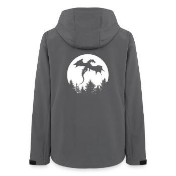 Drache vor Mond in einem Wald - Frauen Recycelte Softshelljacke von Stanley/Stella - Anthrazit - Hinten - AI Model Female 172 light (172cm)