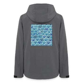 Expressive wave pattern in blue - Women’s Recycled Softshell Jacket by Stanley/Stella - anthracite - Back - AI Model Female 172 light (172cm)