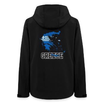Design der griechischen Flaggenkarte - Frauen Recycelte Softshelljacke von Stanley/Stella - Schwarz - Hinten - AI Model Female 172 light (172cm)