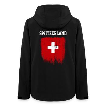 Grunge Switzerland Flag Cross - Women’s Recycled Softshell Jacket by Stanley/Stella - black - Back - AI Model Female 172 light (172cm)