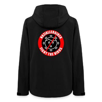 Naziallergiker - Fight the Virus - Warnhinweis - Frauen Recycelte Softshelljacke von Stanley/Stella - Schwarz - Hinten - AI Model Female 172 light (172cm)