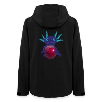 Blue Axolotl with Red Apple, Hand Drawing - Women’s Recycled Softshell Jacket by Stanley/Stella - black - Back - AI Model Female 172 light (172cm)