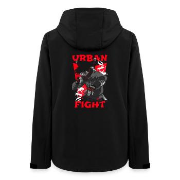 Combat urbain Ninja néon - Veste softshell femme recyclée Stanley/Stella - noir - Dos - AI Model Female 172 light (172cm)