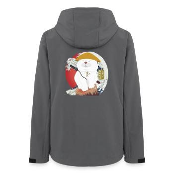 Samurai Cat sitting on the wood - Women’s Recycled Softshell Jacket by Stanley/Stella - anthracite - Back - AI Model Female 172 light (172cm)