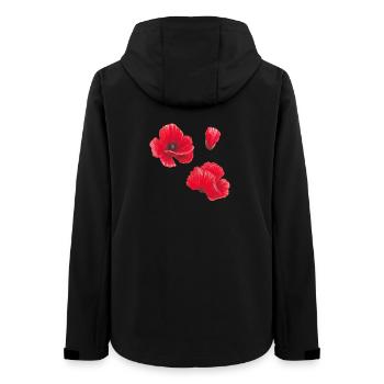 Poppy Watercolour Illustration Art - Women’s Recycled Softshell Jacket by Stanley/Stella - black - Back - AI Model Female 172 light (172cm)