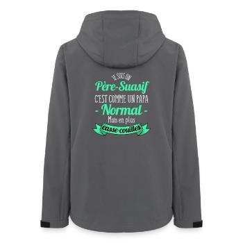 Je suis un Père-Suasif /Humour Papa / humour père - Veste softshell femme recyclée Stanley/Stella - charbon - Dos - AI Model Female 172 light (172cm)