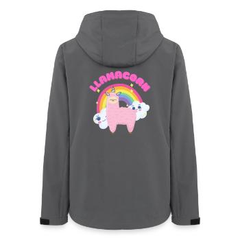 Skurriles rosa Lama mit Regenbogen - Frauen Recycelte Softshelljacke von Stanley/Stella - Anthrazit - Hinten - AI Model Female 172 light (172cm)