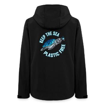 Meeresschildkröte Schildkröte Batik Plastic Free - Frauen Recycelte Softshelljacke von Stanley/Stella - Schwarz - Hinten - AI Model Female 172 light (172cm)