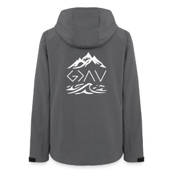 Dieu est plus grand que n’importe quelle hauteur et profondeur (Rm 8,39) - Veste softshell femme recyclée Stanley/Stella - charbon - Dos - AI Model Female 172 light (172cm)