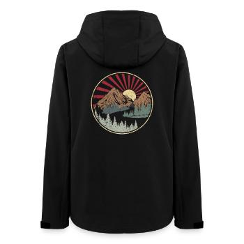 Sunrise Mountain Circle Badge - Women’s Recycled Softshell Jacket by Stanley/Stella - black - Back - AI Model Female 172 light (172cm)