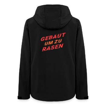 Rennsport Autoliebhaber Auto Statement Raser - Frauen Recycelte Softshelljacke von Stanley/Stella - Schwarz - Hinten - AI Model Female 172 light (172cm)