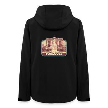 Badge retro, Toulouse France est ma ville natale - Veste softshell femme recyclée Stanley/Stella - noir - Dos - AI Model Female 172 light (172cm)