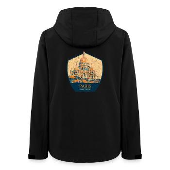 Badge retro, Paris France est ma ville natale - Veste softshell femme recyclée Stanley/Stella - noir - Dos - AI Model Female 172 light (172cm)