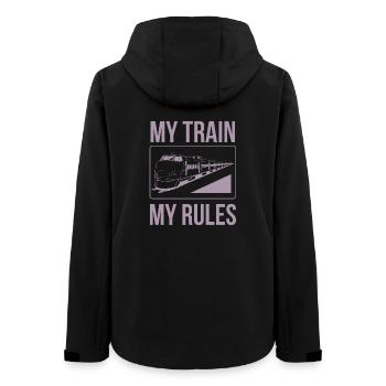 Zugführer Sprüche mein Zug meine Regeln - Frauen Recycelte Softshelljacke von Stanley/Stella - Schwarz - Hinten - AI Model Female 172 light (172cm)