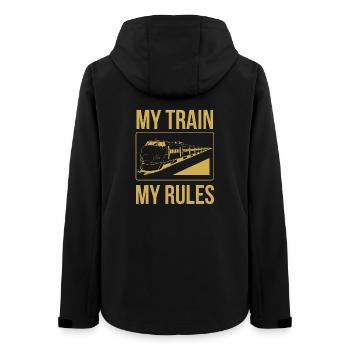Zugführer Sprüche mein Zug meine Regeln - Frauen Recycelte Softshelljacke von Stanley/Stella - Schwarz - Hinten - AI Model Female 172 light (172cm)