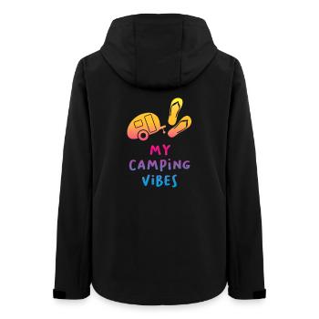 Camping Vibes Devis Caravane Camping-car Course Fan - Veste softshell femme recyclée Stanley/Stella - noir - Dos - AI Model Female 172 light (172cm)