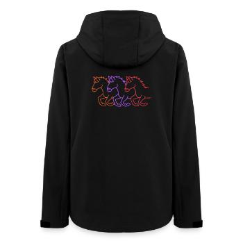 Pferde Galopp Islandpferde Stute Trab Reiten - Frauen Recycelte Softshelljacke von Stanley/Stella - Schwarz - Hinten - AI Model Female 172 light (172cm)