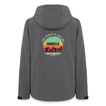 Sulawesi Indonesien Strand Design - Frauen Recycelte Softshelljacke von Stanley/Stella - Anthrazit - Hinten - AI Model Female 172 light (172cm)