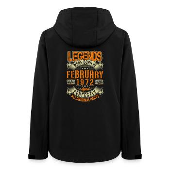 1972 February Birthday Legend - Women’s Recycled Softshell Jacket by Stanley/Stella - black - Back - AI Model Female 172 light (172cm)