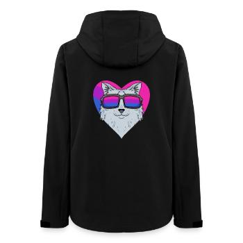 Bisexual Siberian Cat - Cat with Glasses - Women’s Recycled Softshell Jacket by Stanley/Stella - black - Back - AI Model Female 172 light (172cm)