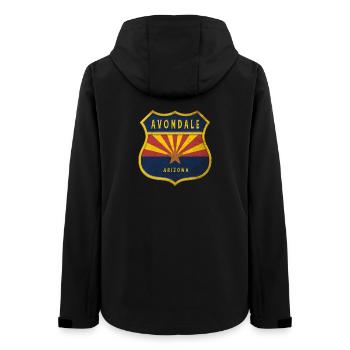 Avondale Arizona Flaggen Wappen Design - Frauen Recycelte Softshelljacke von Stanley/Stella - Schwarz - Hinten - AI Model Female 172 light (172cm)