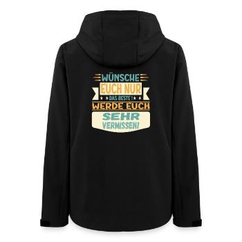 Abschiedsgeschenke TEAM FAMILIE - EUCH VERMISSEN - Frauen Recycelte Softshelljacke von Stanley/Stella - Schwarz - Hinten - AI Model Female 172 light (172cm)