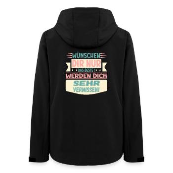 Abschiedsgrüße - Abschiedsparty - ABSCHIEDSSPRÜCHE - Frauen Recycelte Softshelljacke von Stanley/Stella - Schwarz - Hinten - AI Model Female 172 light (172cm)