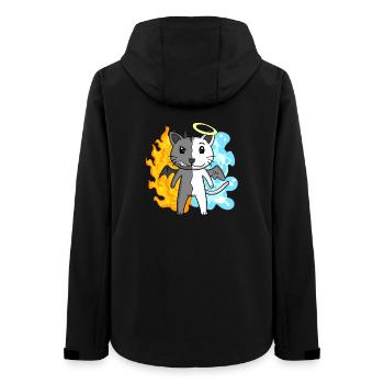 Katze Katzenrasse Devon rex - Engel und Teufel - Frauen Recycelte Softshelljacke von Stanley/Stella - Schwarz - Hinten - AI Model Female 172 light (172cm)