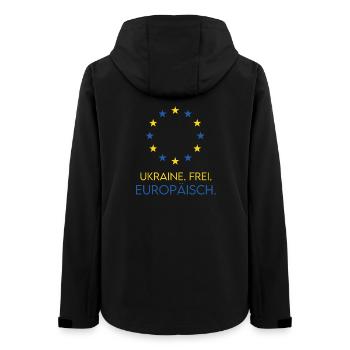 UKRAINE FREE EUROPEAN - Soutenez l'Europe du futur - Veste softshell femme recyclée Stanley/Stella - noir - Dos - AI Model Female 172 light (172cm)