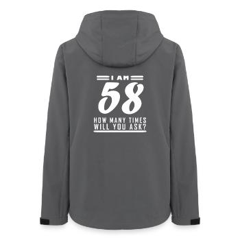 J’ai 58 ans – 58e anniversaire cadeau - Veste softshell femme recyclée Stanley/Stella - charbon - Dos - AI Model Female 172 light (172cm)