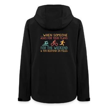 When someone asks about your triathlon - Women’s Recycled Softshell Jacket by Stanley/Stella - black - Back - AI Model Female 172 light (172cm)