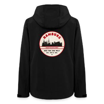 Emblème vintage de la Skyline de Hambourg - Veste softshell femme recyclée Stanley/Stella - noir - Dos - AI Model Female 172 light (172cm)