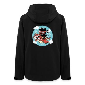 Kawaii Ninja cat riding a red dragon - Women’s Recycled Softshell Jacket by Stanley/Stella - black - Back - AI Model Female 172 light (172cm)