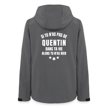 Quentin, prénom Quentin, anniversaire Quentin - Veste softshell femme recyclée Stanley/Stella - charbon - Dos - AI Model Female 172 light (172cm)