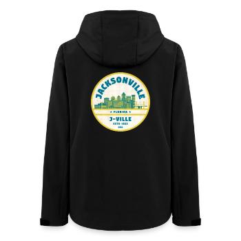 Jacksonville Skyline Crest - Frauen Recycelte Softshelljacke von Stanley/Stella - Schwarz - Hinten - AI Model Female 172 light (172cm)