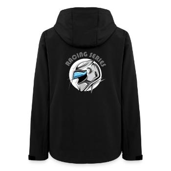 Racing Icon Logo Helmet Icon Illustration Graphic - Women’s Recycled Softshell Jacket by Stanley/Stella - black - Back - AI Model Female 172 light (172cm)