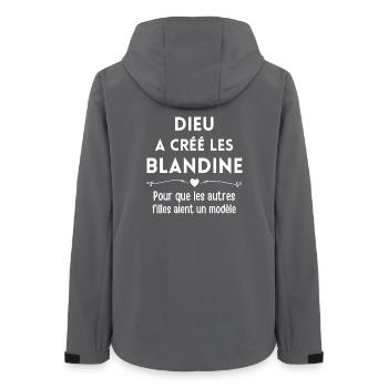 Blandine, prénom Blandine, anniversaire Blandine - Veste softshell femme recyclée Stanley/Stella - charbon - Dos - AI Model Female 172 light (172cm)