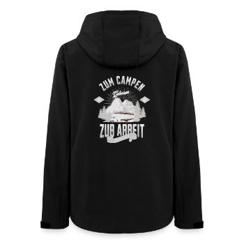 Camping Roadtrip Motiv Wohnmobil Berge - Frauen Recycelte Softshelljacke von Stanley/Stella - Schwarz - Hinten - AI Model Female 172 light (172cm)