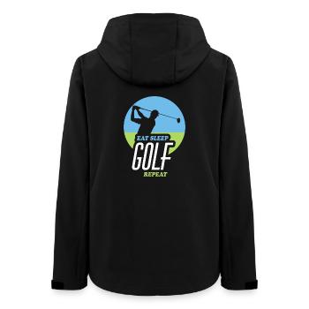 Essen, Schlafen, Golfen, Wiederholen - Frauen Recycelte Softshelljacke von Stanley/Stella - Schwarz - Hinten - AI Model Female 172 light (172cm)