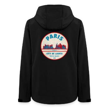 Pariser Stadtlichter Retro Abzeichen - Frauen Recycelte Softshelljacke von Stanley/Stella - Schwarz - Hinten - AI Model Female 172 light (172cm)