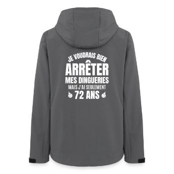 anniversaire 72 ans, anniversaire - Veste softshell femme recyclée Stanley/Stella - charbon - Dos - AI Model Female 172 light (172cm)