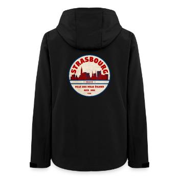 Strasbourg Vintage City Logo - Women’s Recycled Softshell Jacket by Stanley/Stella - black - Back - AI Model Female 172 light (172cm)