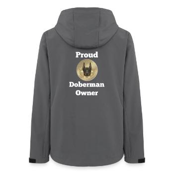 Dobermannspruch, Proud Doberman Owner - Frauen Recycelte Softshelljacke von Stanley/Stella - Anthrazit - Hinten - AI Model Female 172 light (172cm)