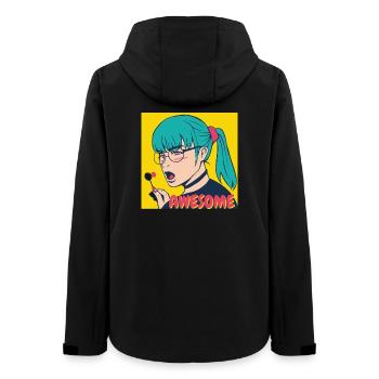 Teal Haar Pop-Art Heldin - Frauen Recycelte Softshelljacke von Stanley/Stella - Schwarz - Hinten - AI Model Female 172 light (172cm)
