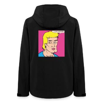 Pop Art self-praise in comic style - Women’s Recycled Softshell Jacket by Stanley/Stella - black - Back - AI Model Female 172 light (172cm)