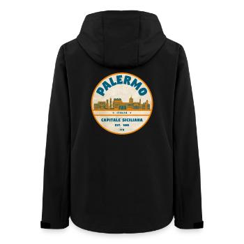 Palermo Retro Stadtlogo rund - Frauen Recycelte Softshelljacke von Stanley/Stella - Schwarz - Hinten - AI Model Female 172 light (172cm)