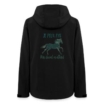 Je peux pas mon cheval m'attend - florale poney - Veste softshell femme recyclée Stanley/Stella - noir - Dos - AI Model Female 172 light (172cm)