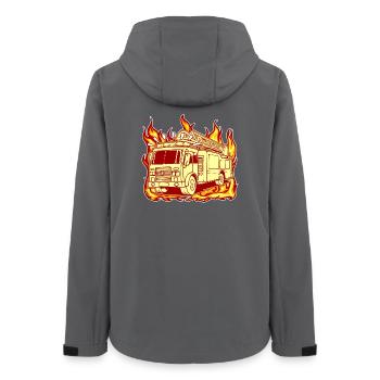 Feuer Brennen Feuerwehr Feuerwehrauto Brandschutz - Frauen Recycelte Softshelljacke von Stanley/Stella - Anthrazit - Hinten - AI Model Female 172 light (172cm)